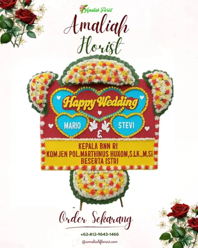 Karangan Papan Bunga Pernikahan di Sanua